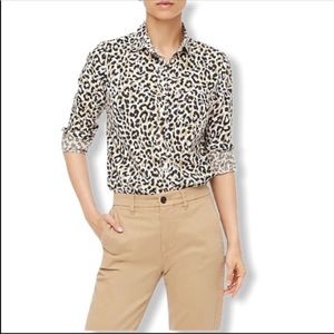 J. Crew Leopard Print Button-Up Shirt - Black and Tan